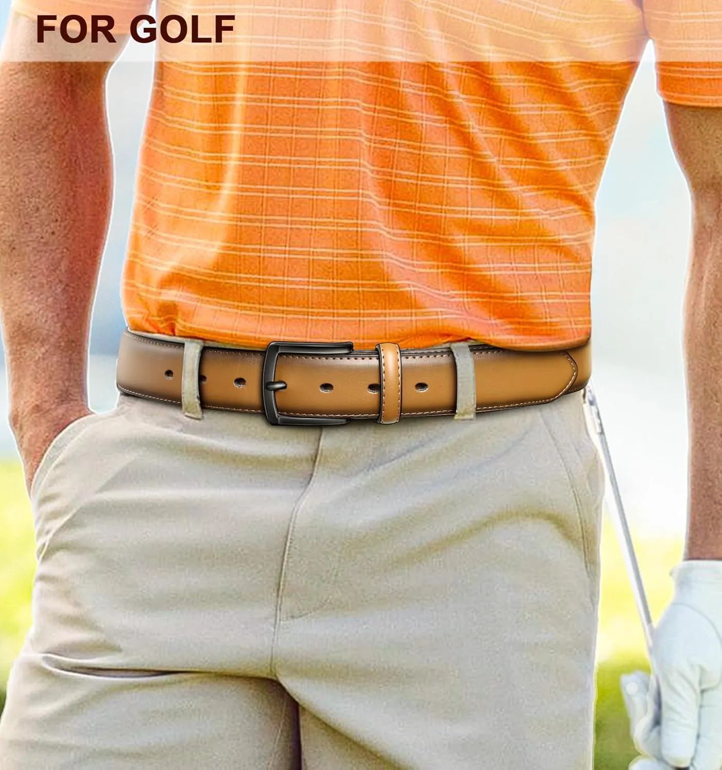 KEMISANT Men Belt 2Pack  Genuine Leather Belt for Men Dress Casual Golf Jeans 1 3/8"