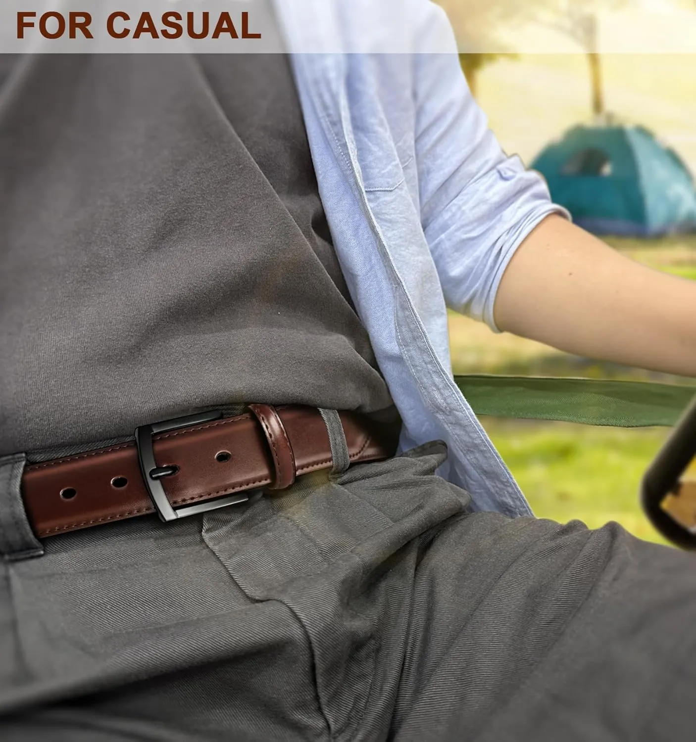 KEMISANT Men Belt 2Pack  Genuine Leather Belt for Men Dress Casual Golf Jeans 1 3/8"