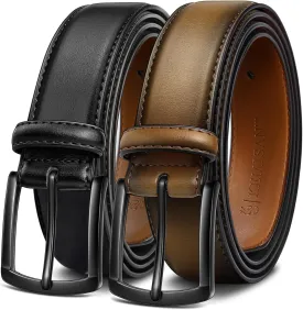 KEMISANT Men Belt 2Pack  Genuine Leather Belt for Men Dress Casual Golf Jeans 1 3/8"
