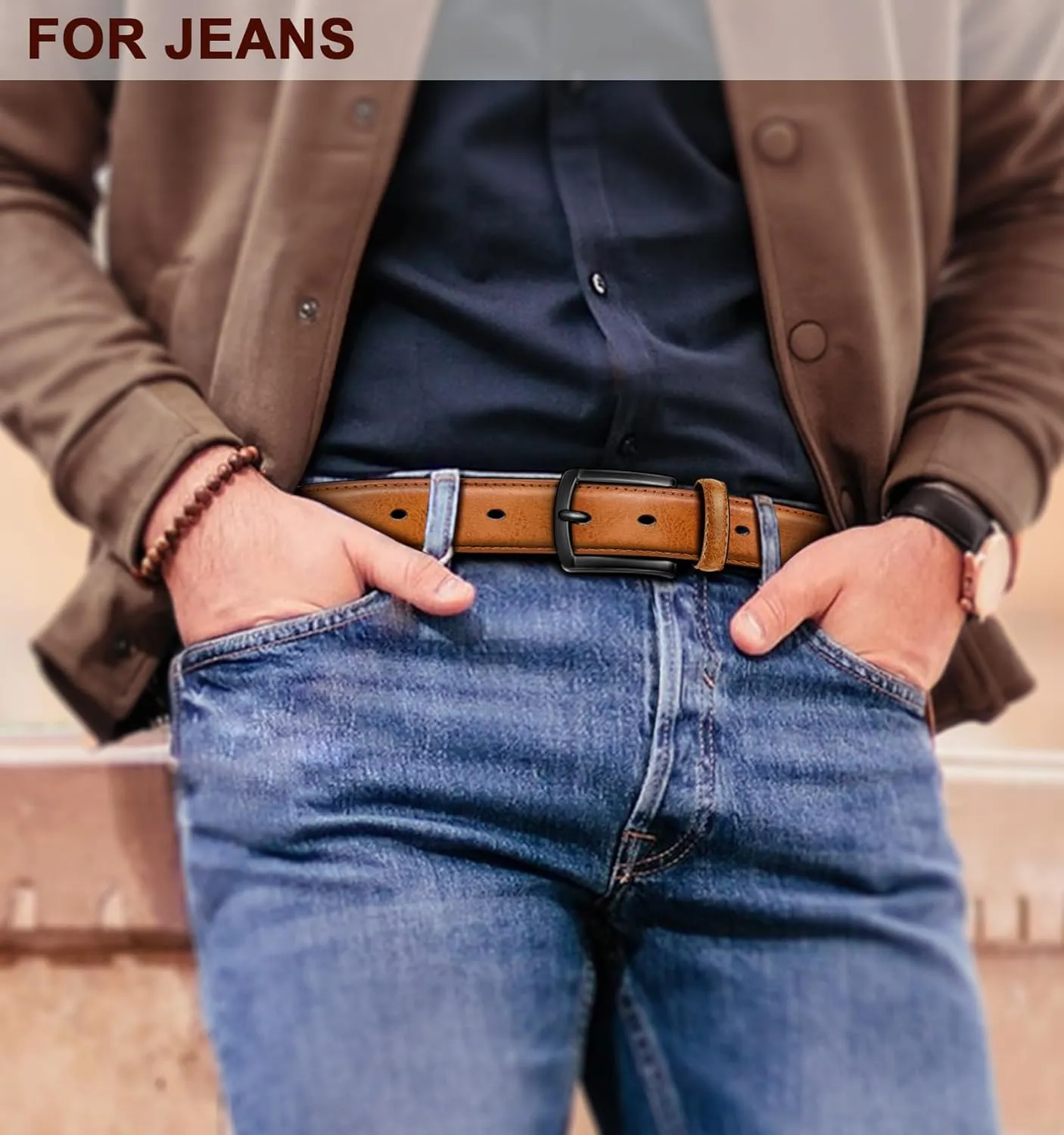 KEMISANT Men Belt 2Pack  Genuine Leather Belt for Men Dress Casual Golf Jeans 1 3/8"