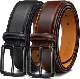 KEMISANT Men Belt 2Pack  Genuine Leather Belt for Men Dress Casual Golf Jeans 1 3/8"