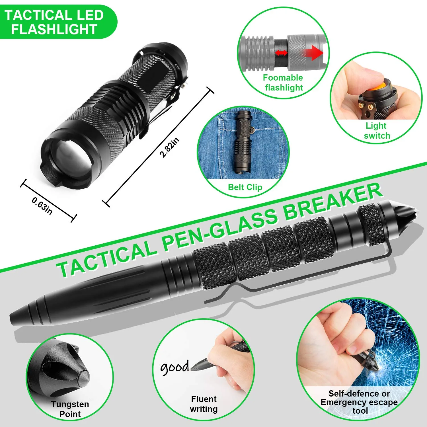 KOSIN Survival Gear, 18 in 1 Emergency Survival Kit, Professional Tactical Defense Equitment Tool with Knife Blanket Bracelets Backpack Temperature Compass Fire Starter for Adventure Outdoors Sport