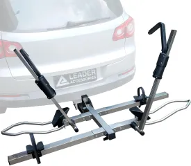 Leader Accessories Hitch Bike Rack, Carry 2 Bikes up to 75 lbs Each for Standard, Fat Tire and Electric Bicycles - Foldable Ebike Rack for Car, Truck, RV and SUV with 2-inch Receiver - Stainless Steel