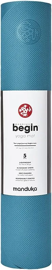 Manduka Begin Yoga Mat - Perfect for Beginners in Yoga & Pilates, Women and Men, 5mm Thick, Reversible, 68 inch (172cm)
