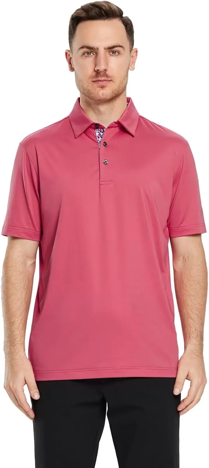 Mens Polo Shirts Short and Long Sleeve Casual Solid Stylish Dry Fit Performance Designed Collared Golf Polo Shirts for Men