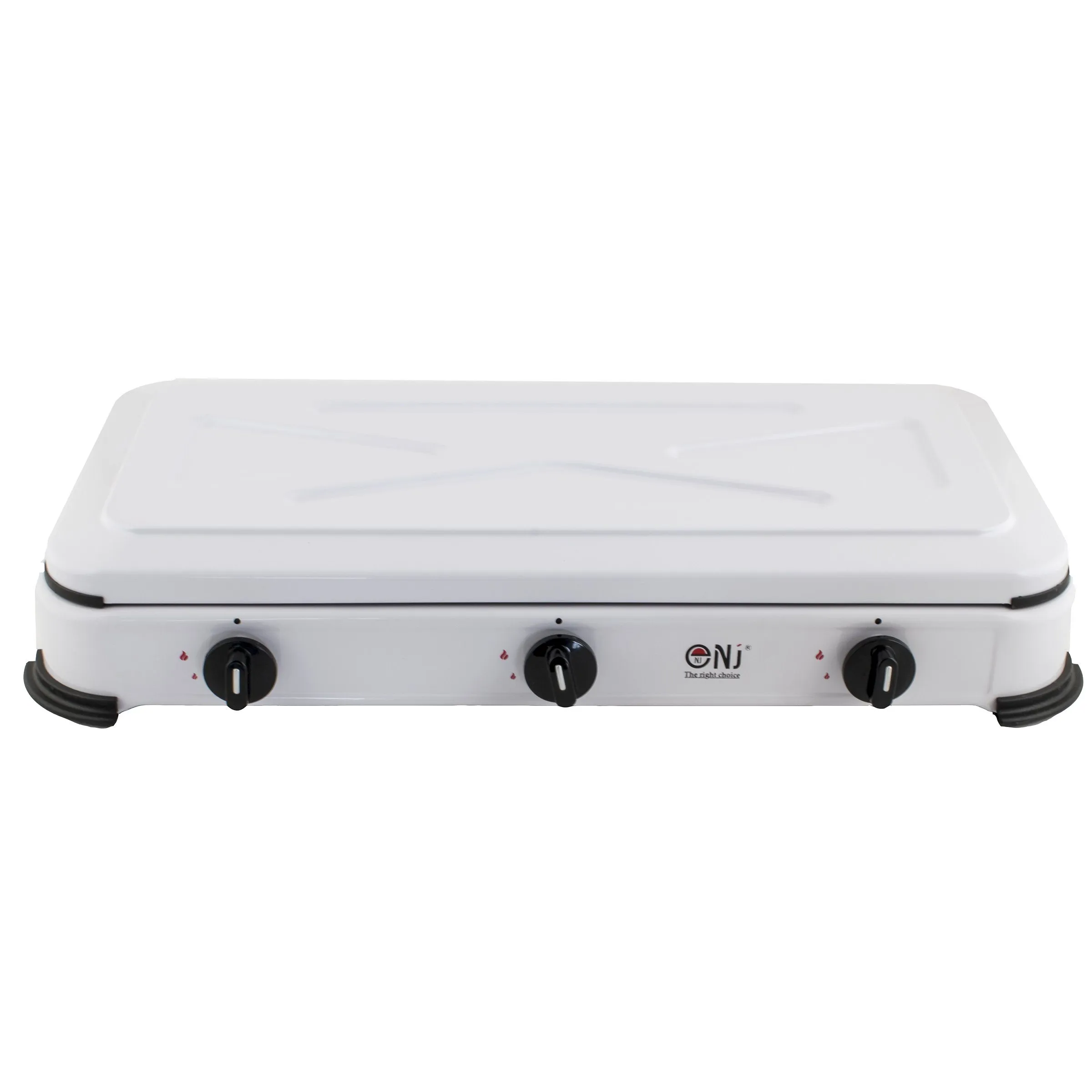 NJ-03 Camping Gas Stove 3 Burner Enamel Lid Outdoor
