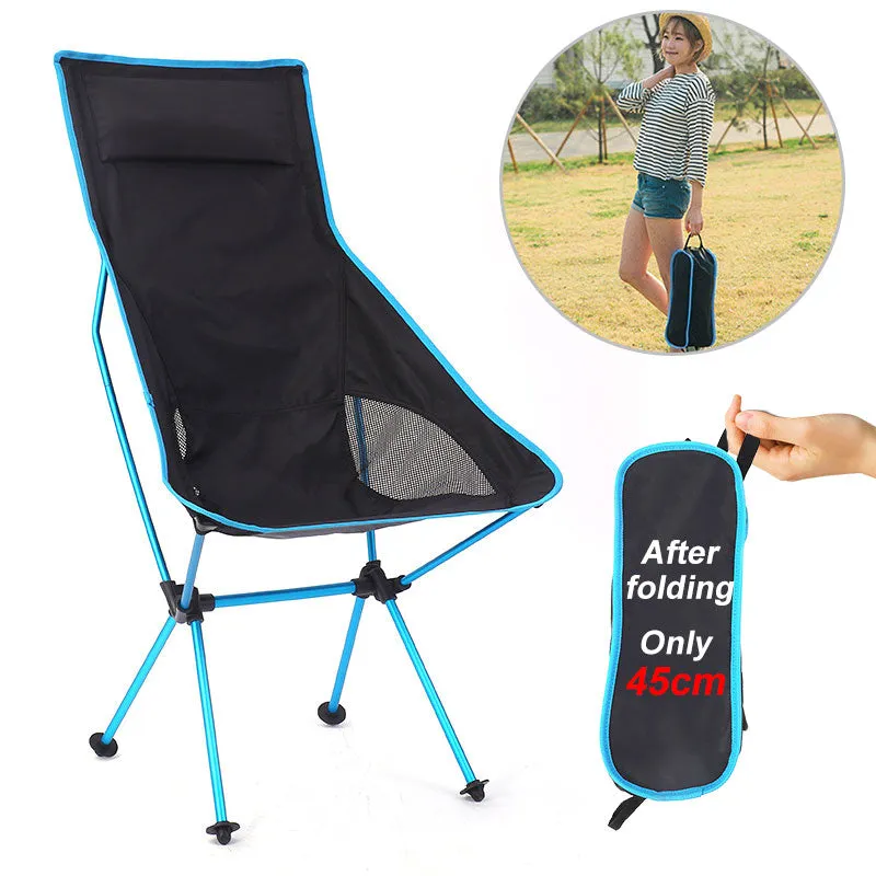Outdoor Camping Chair Oxford Cloth Portable Folding Lengthen Camping Ultralight Chair Seat for Fishing Festival Picnic BBQ Beach