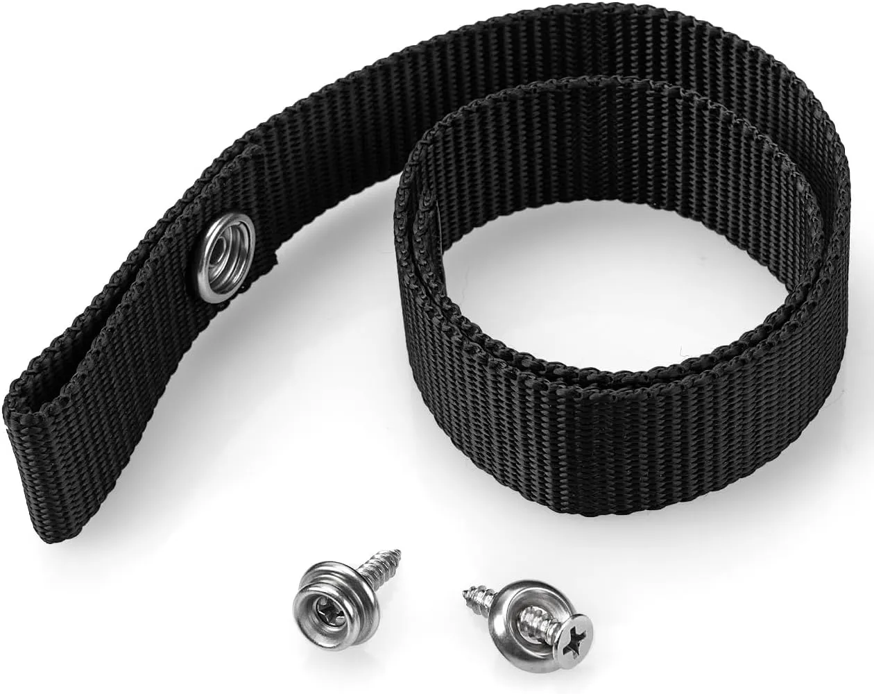 Pontoon Ladder Strap, Pontoon Boat Accessories with Stainless Steel Snap and Screw Stud Extra Heavy Duty 4500 LB Breaking Strength Boat Ladder Pull Up Strap (18" L x 1" W)