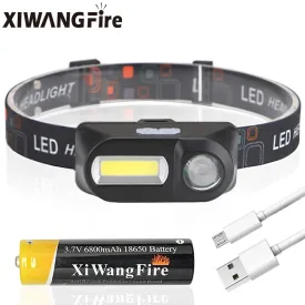 Portable Mini XPE COB LED Headlamp USB Rechargeable Use 18650 Battery Head Lamp Camping Fishing Headlight Flashlight Torch