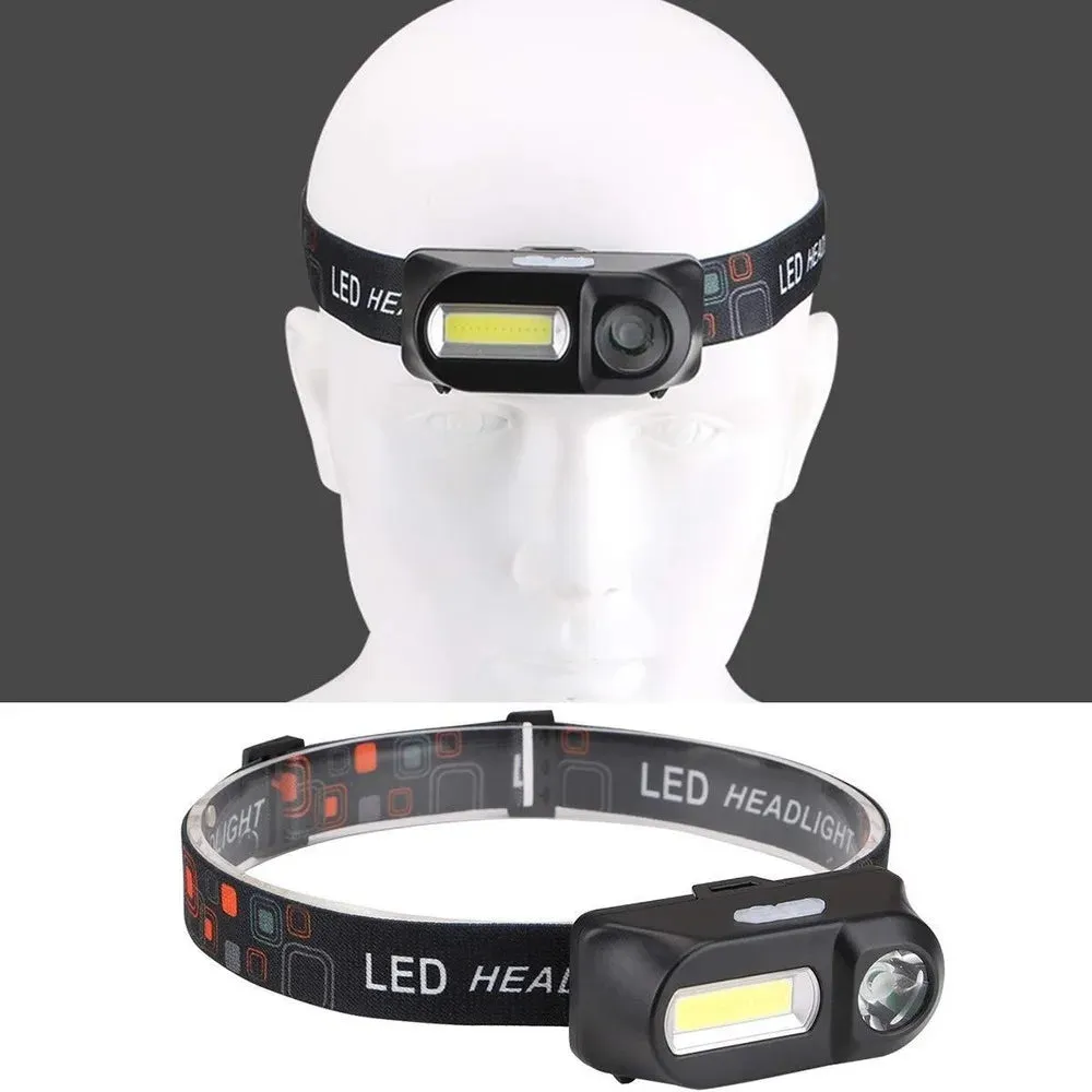 Portable Mini XPE COB LED Headlamp USB Rechargeable Use 18650 Battery Head Lamp Camping Fishing Headlight Flashlight Torch