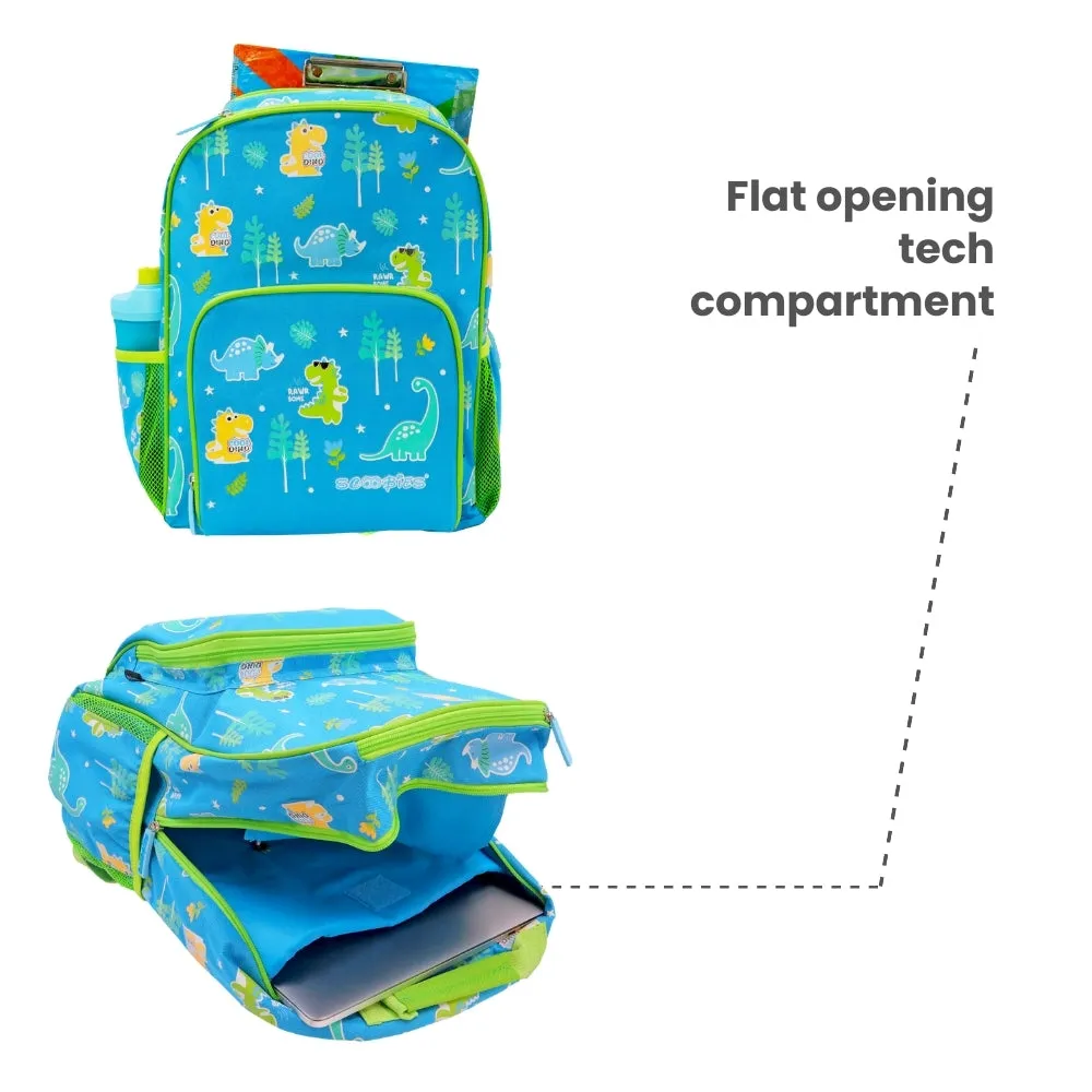 Scoobies Glow-in-the-Dark Dino Backpack | Spacious & Organized | Comfortable & Durable | Water-Resistant | Dual Bottle Holders