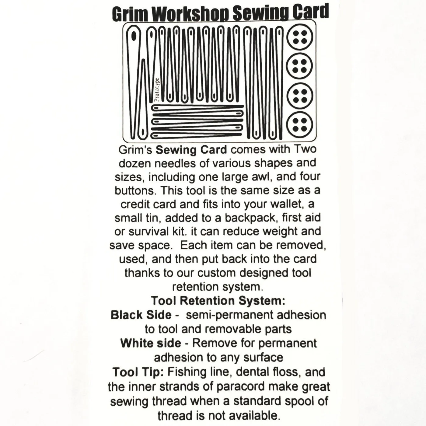 Sewing Needle Card : Survival Sewing Kit
