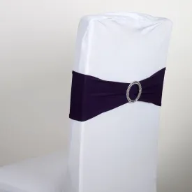 Spandex Chair Sash with Buckle - Plum 5 pieces