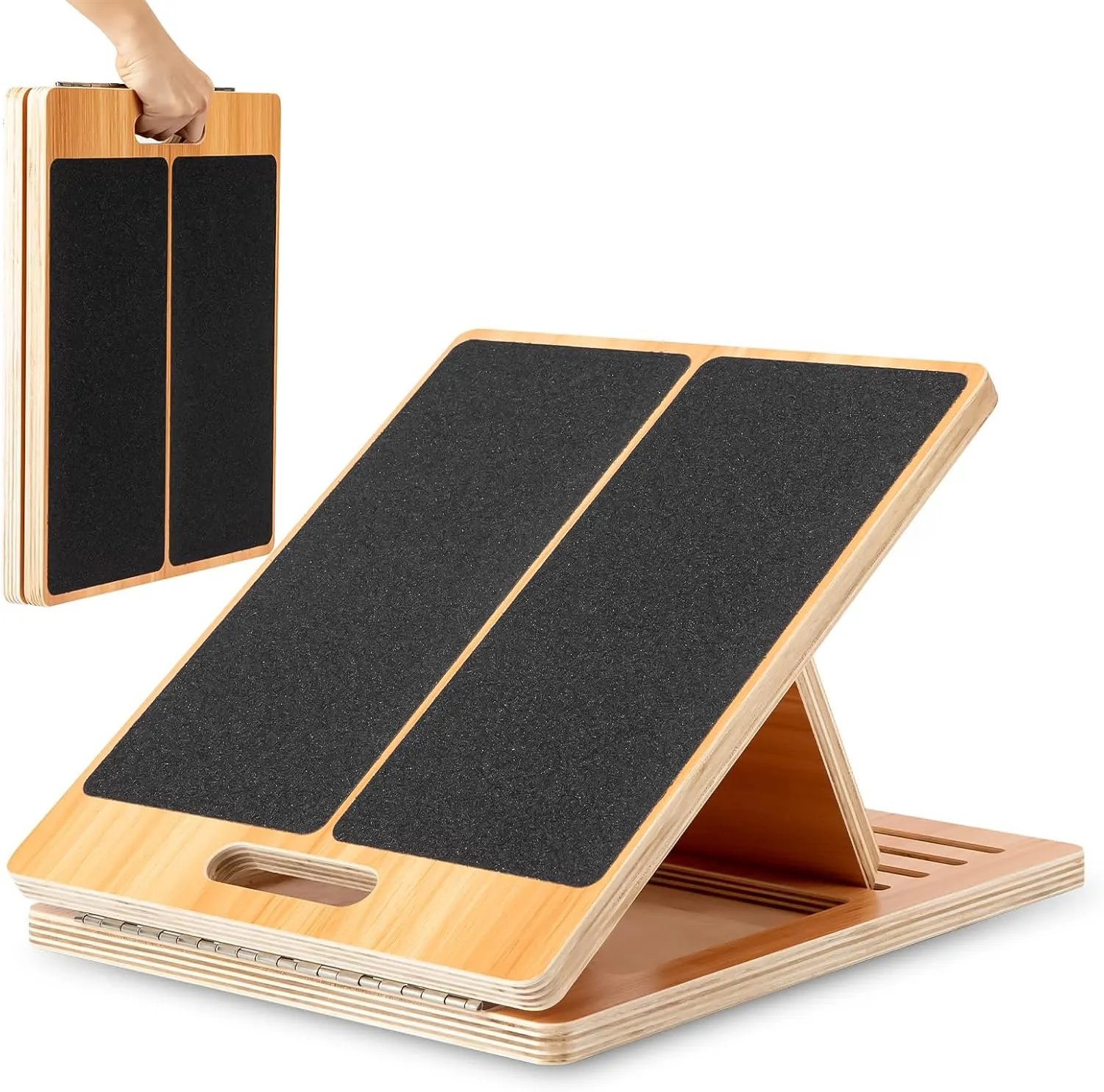 StrongTek Portable Wooden Slant Board for Calf Stretching, Adjustable Calf Stretcher with Non-Slip Surface, 4 Angle Settings for Effective Leg and Ankle Stretching, 350 LBS Capacity