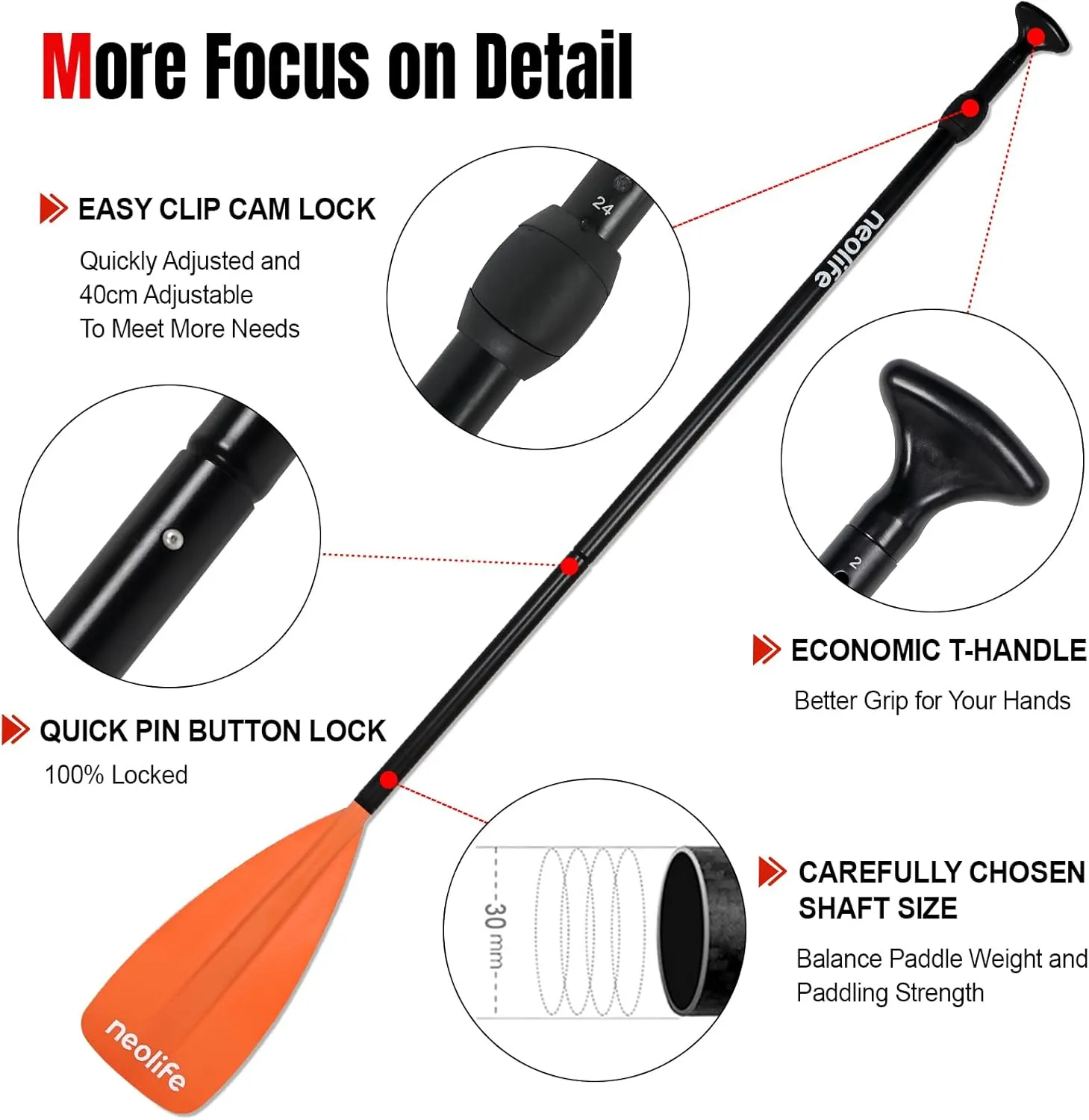SUP Paddleboard Paddle with Aluminum Shaft and Nylon Blade, Lightweight Stand Up Paddle Board Oars, Adjustable170-210 cm/68-84 inch