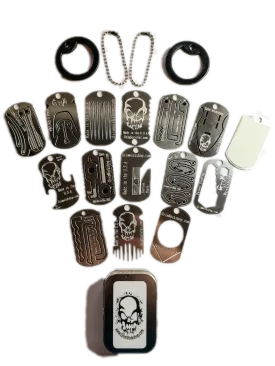 Survival Dog Tag Kit: 14 Tool Mini Dog Tag Size Mini Survival Kit