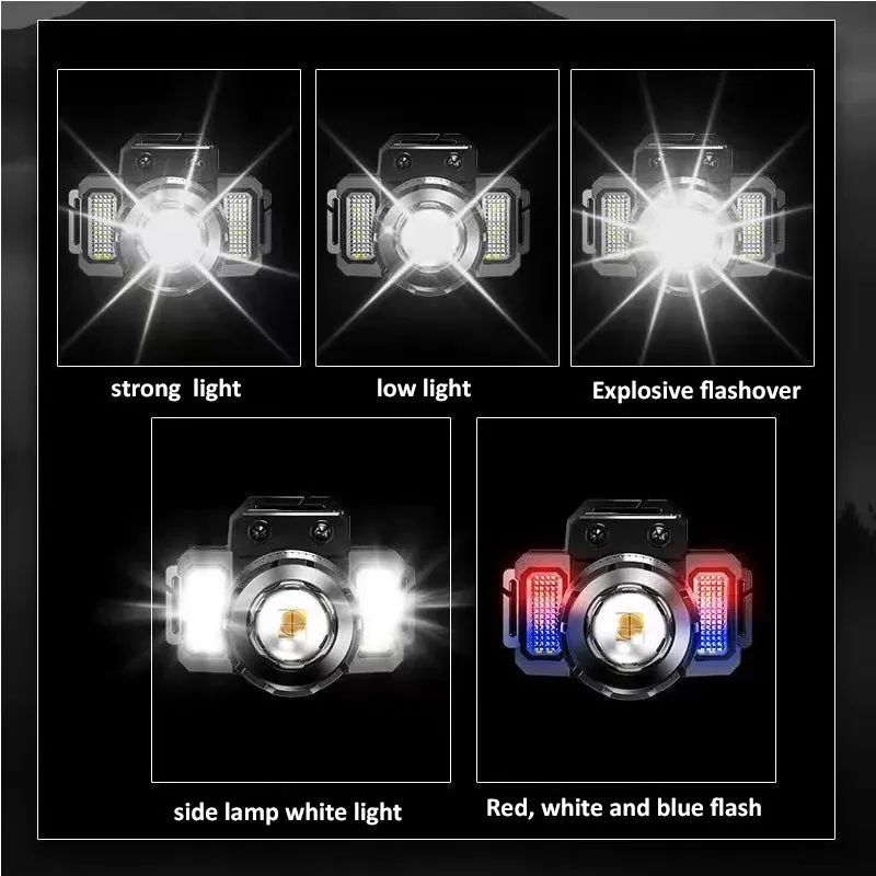 T51 Induction Camera LED Headlamp Multimode Highlight  Flashlight Waterproof Car Charger Headlight Torch Light