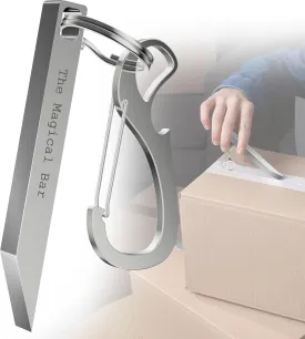 The EDC Heavy Duty Pry Bar, FlyCoco Mini Keychain Pry Bar Everyday Carry for Opening Boxes, Turning Screws, Stainless Steel Pocket Multitool for Men Women Include Keychain