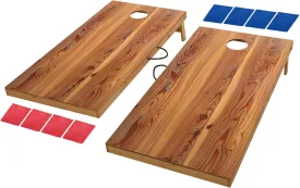 UKASE Solid Wood Regulation Size Cornhole Set, Portable Toss Game with 8 Bean Bags, Durable Wood Grain Printed Surface and Underneath for Indoor and Outdoor
