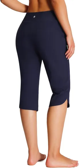 Women's 18" Casual Beach Swim Capri Pants Lightweight Modest Swimsuits Long Swim Shorts with Pockets UPF50 