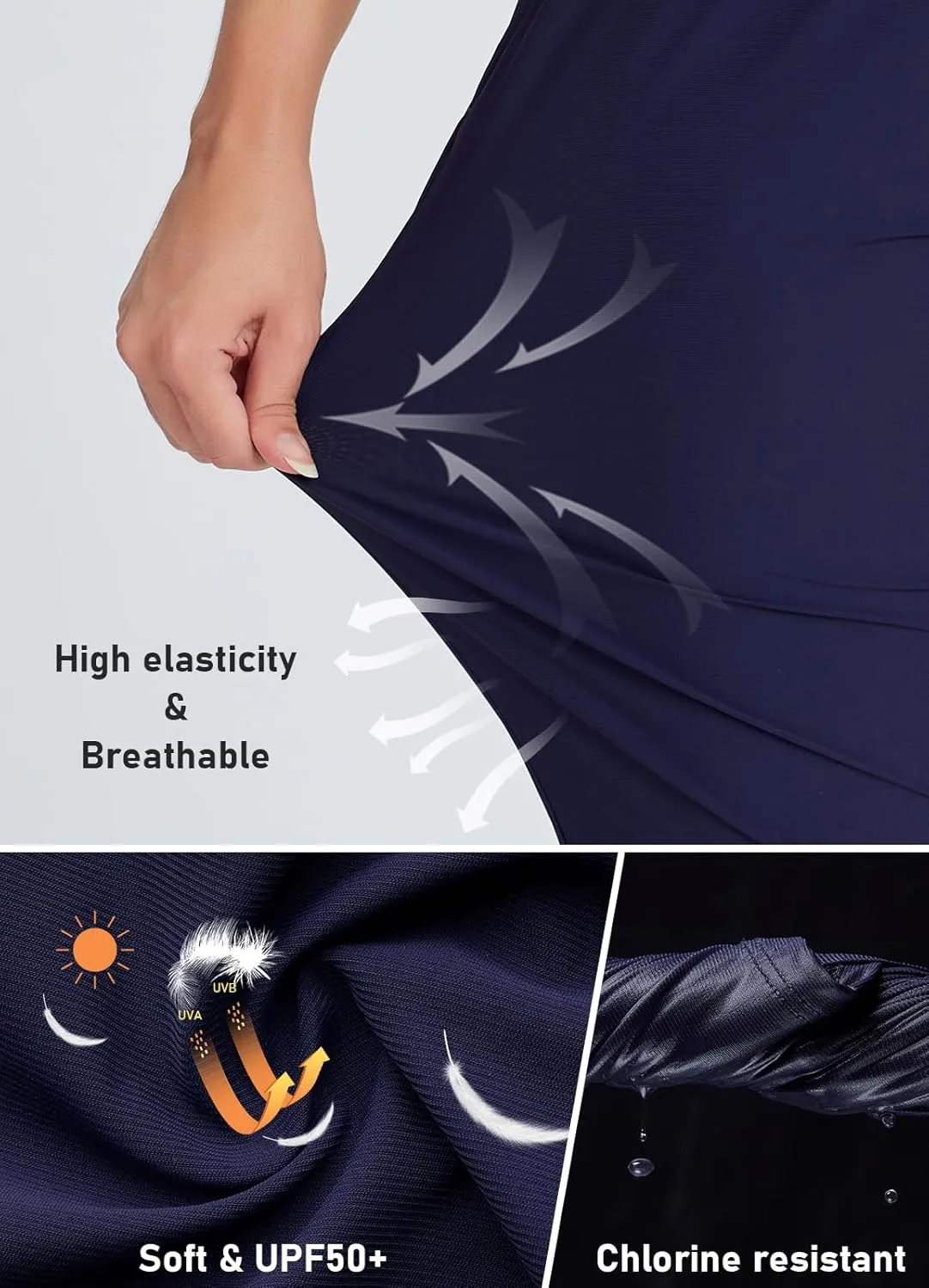 Women's 18" Casual Beach Swim Capri Pants Lightweight Modest Swimsuits Long Swim Shorts with Pockets UPF50 