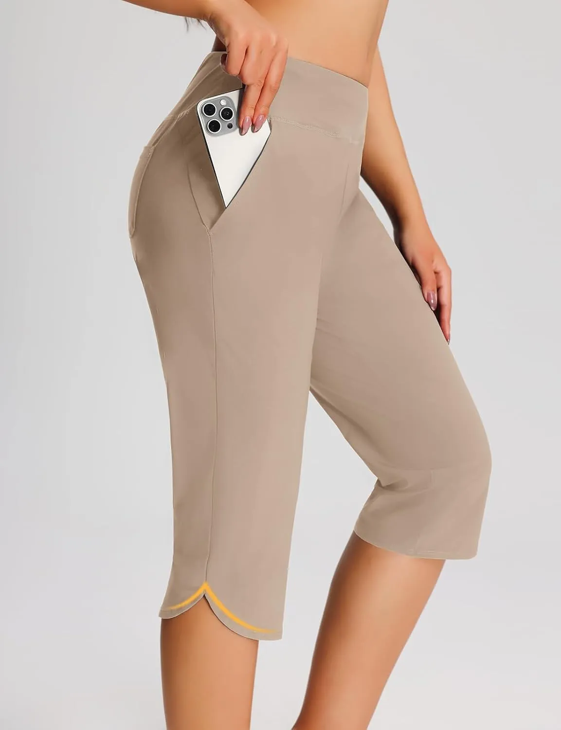 Women's 18" Casual Beach Swim Capri Pants Lightweight Modest Swimsuits Long Swim Shorts with Pockets UPF50 