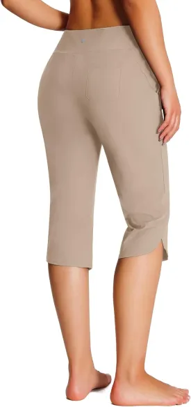 Women's 18" Casual Beach Swim Capri Pants Lightweight Modest Swimsuits Long Swim Shorts with Pockets UPF50 