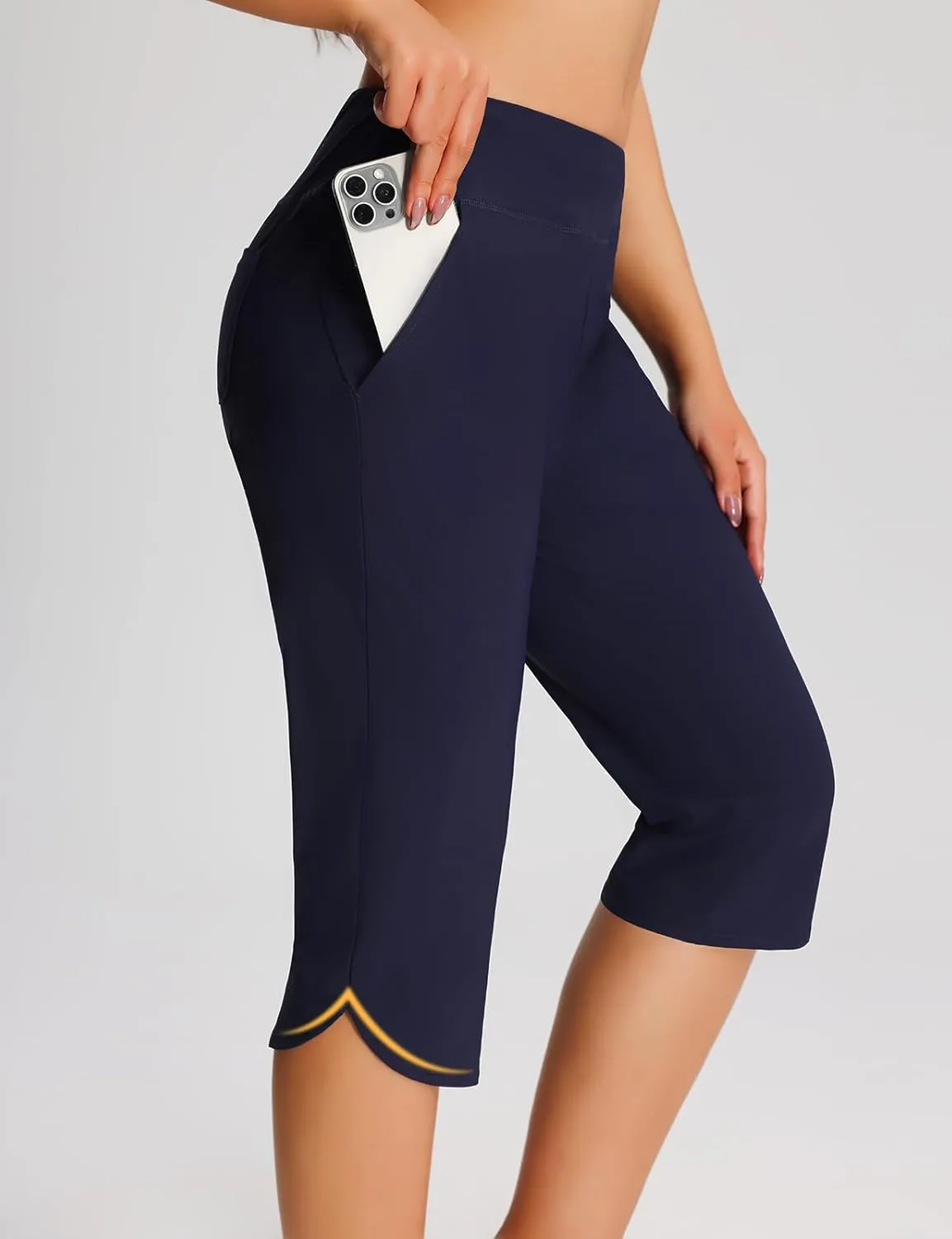 Women's 18" Casual Beach Swim Capri Pants Lightweight Modest Swimsuits Long Swim Shorts with Pockets UPF50 