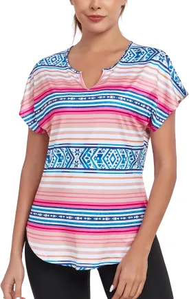 Women's Short Sleeve Workout Shirts V Neck Exercise Yoga Basic Top Quick Dry Side Split