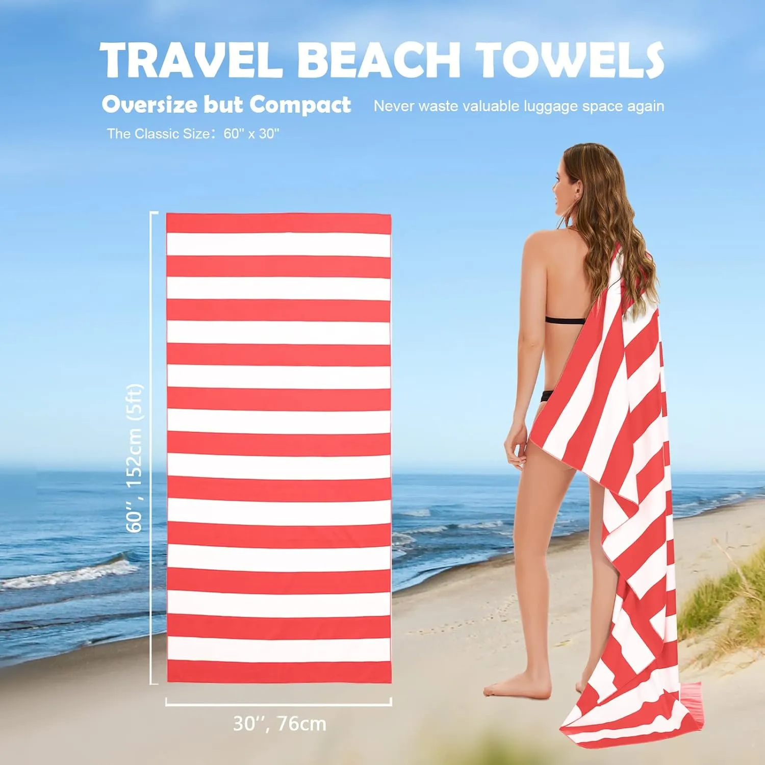 Your Choice Microfiber Quick Dry Sand-Free Beach Towel for Adults & Kids (67x35 Inch, 60x30 Inch) - Oversized, Compact, Lightweight, Absorben