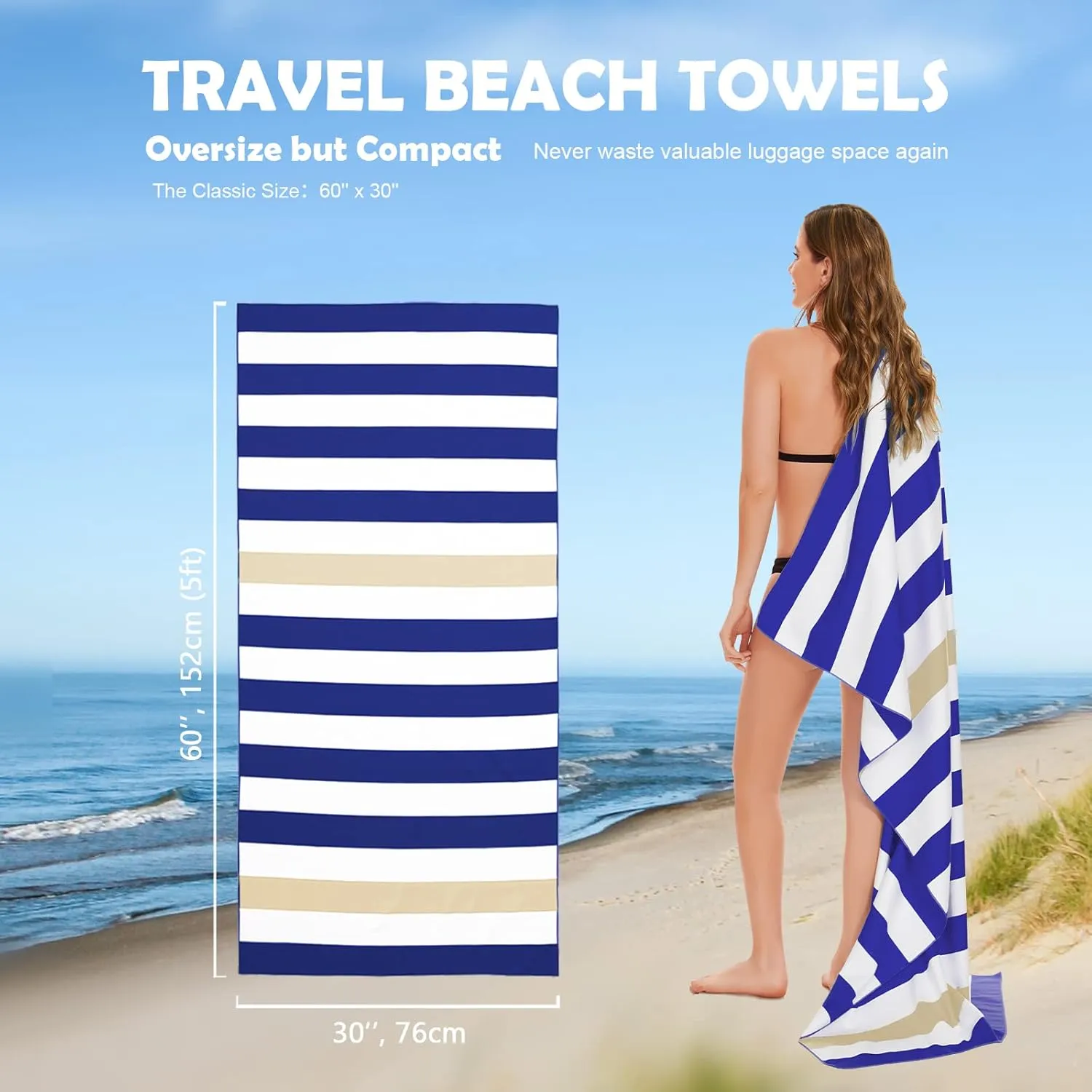 Your Choice Microfiber Quick Dry Sand-Free Beach Towel for Adults & Kids (67x35 Inch, 60x30 Inch) - Oversized, Compact, Lightweight, Absorben